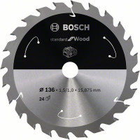 BOSCH 2608837667 Pilový kotouč Standard for Wood pro AKU p. 136×1,5×15,875mm, 24