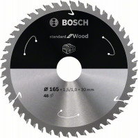 BOSCH 2608837689 Pilový kotouč Standard for Wood pro AKU pily 165×1,5×30mm, 48