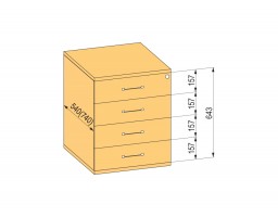 K-BBP Kontener 740 mm typ 8/typ 8 (szuf.plast.,pełen wysuw,dociąg,tłum.)