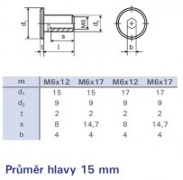 Mufa meblowa łączeniowa M6x17mm ocynk biały łeb 15mm