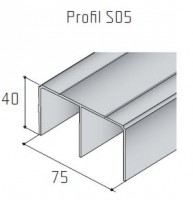 S-S05 górny profil prowadzący 2,5m stal nierdzewna