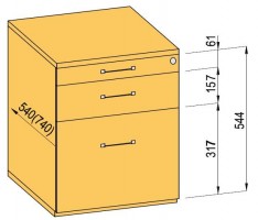 K-BBP Kontener 740mm typ 5/typ 4 (szuf. met.,pełen wysuw,dociąg,tłum.)